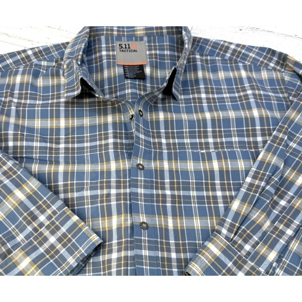 5.11 Tactical Shirt Men's Blue Plaid Button Down Long Sleeve Work XL XLARGE